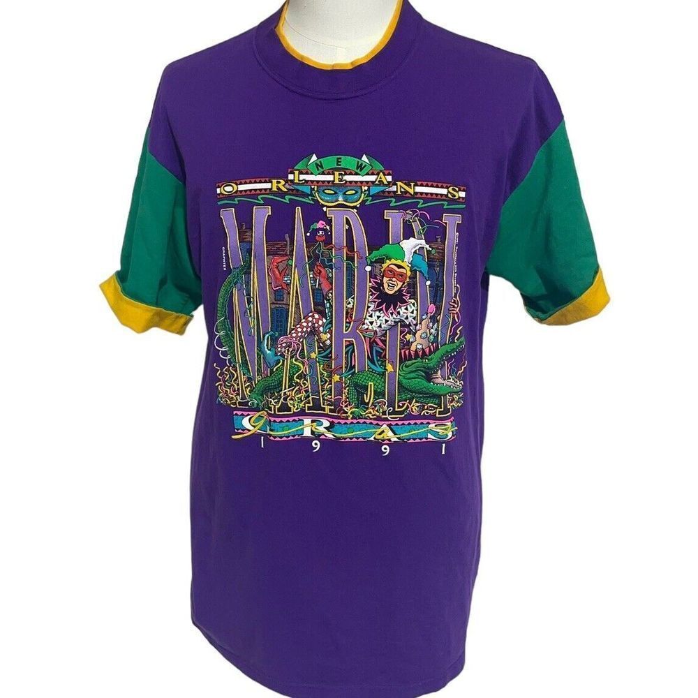 VTG 1991 Mardi Gras New Orleans Short Sleeve T-Shirt Size Large/XL